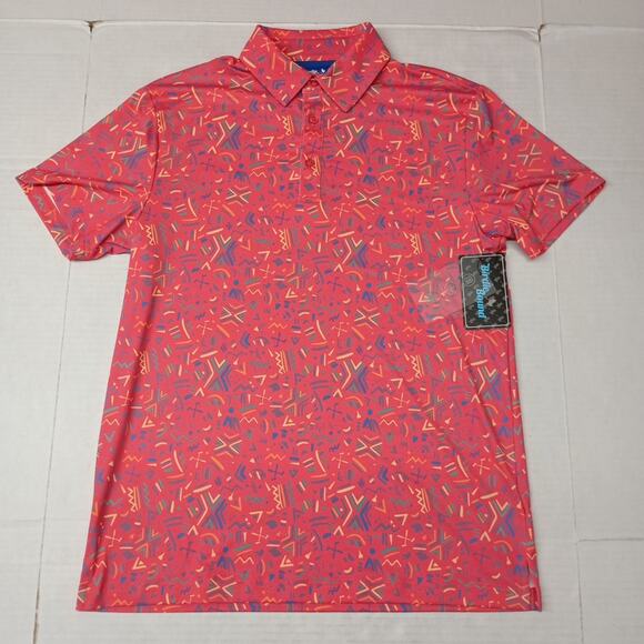 Birdie Bound Golf Polo Shirt Men's S Small Coral Easy Care UV Comfort Stretch - Picture 1 of 7